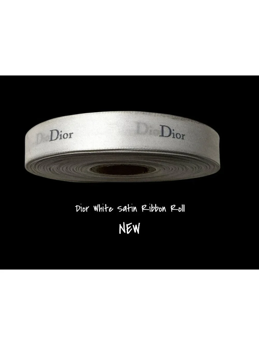 Dior White Satin Ribbon Roll 1 Inch Wide With Printed Logo 50M One Spool New